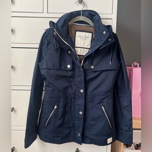 Abercrombie Navy Blue Lined Rain Jacket